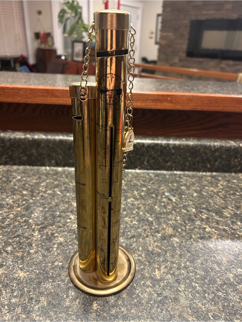 Vintage Brass Coin Savings Bank Desktop Money Bank CAD Dollar Gauge No‎ Key